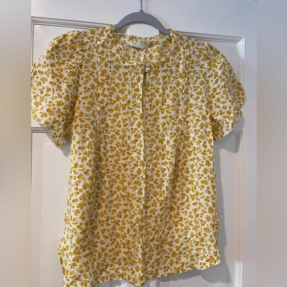 Lucky Brand Tulip Sleeve Yellow Flower Blouse Small - Picture 6 of 14